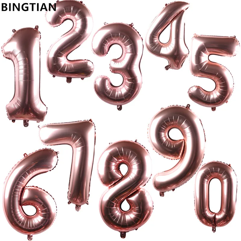 BINGTIAN 32 дюйма 40 дюймов розовое золото фигурки фольга воздушные шары украшения для