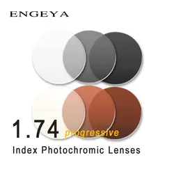 1,74 High Index прогрессивные фотохромные линзы серый коричневый переход линзы для оптических объектива Солнцезащитные очки по рецепту