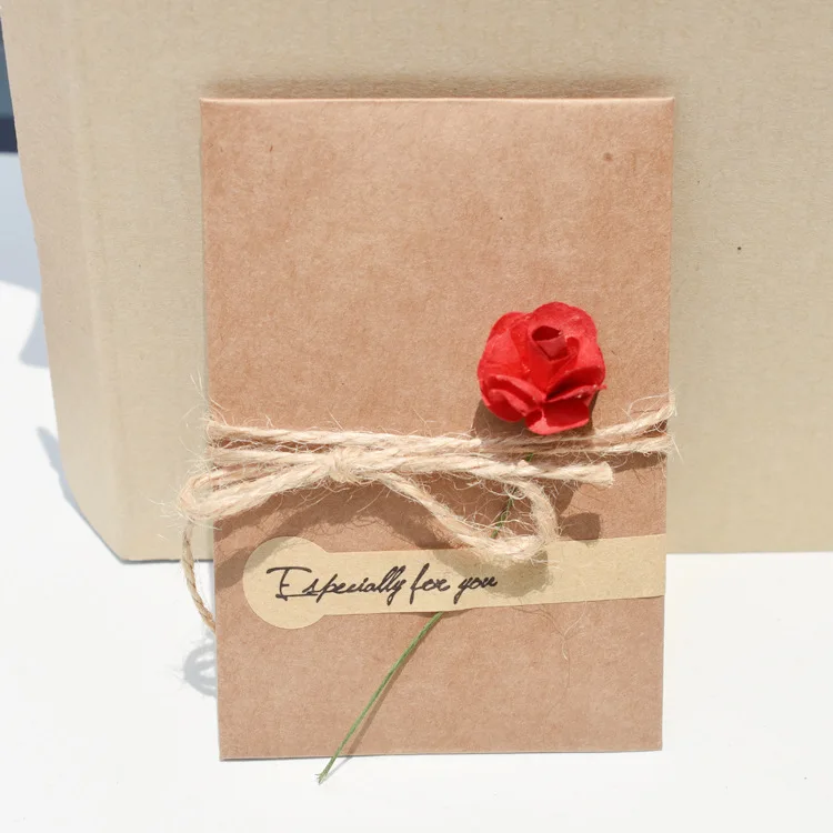 10 шт/DIY крафт-бумага ручной работы сухой цветок Пригласительные открытки с конвертом рождественские свадебные сувенирные открытки - Цвет: Red Flower