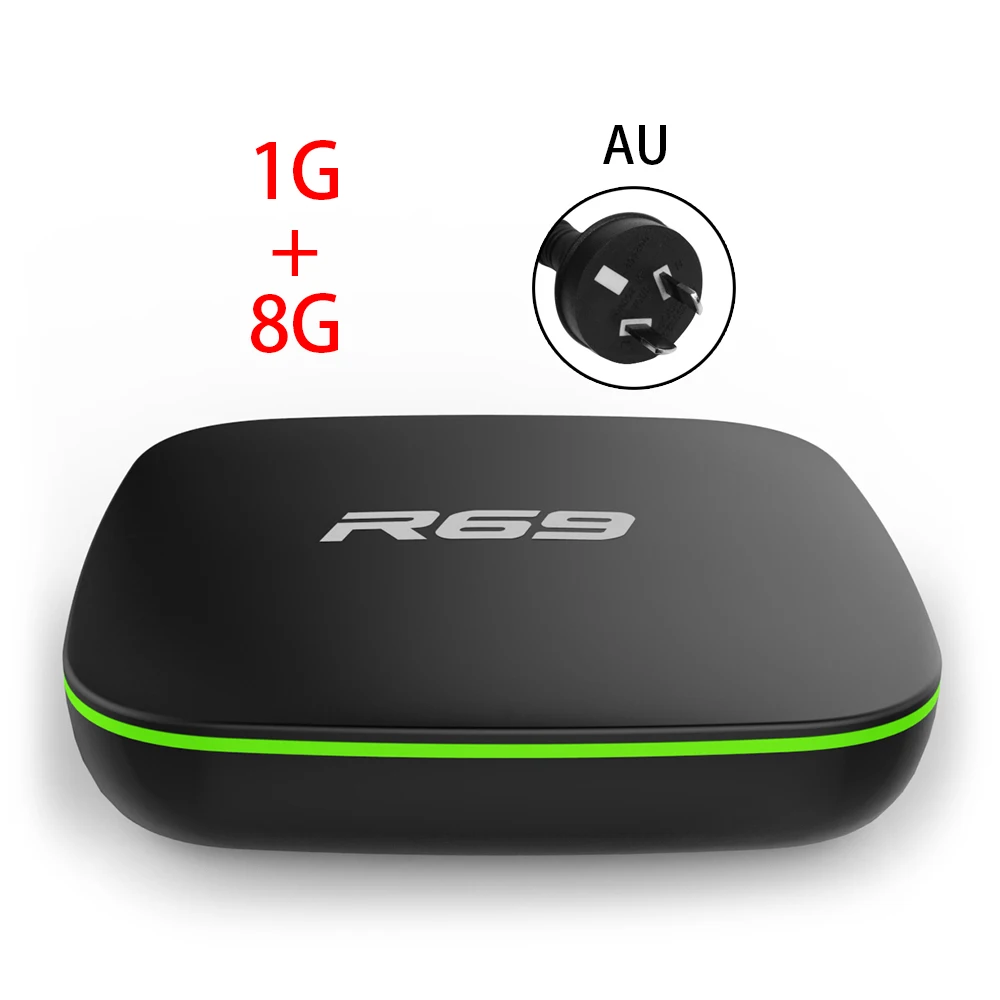 AU R69 Android 7,1 Смарт ТВ приставка Allwinner H3 четырехъядерный 1 ГБ 8 ГБ wifi телеприставка H.265 4K 3D 1080P HD фильмы медиаплеер - Цвет: AU