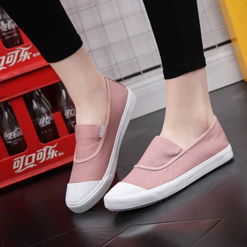 

Women Vulcanize Shoes Casual canvas shoes womens slip on Loafers flat Sneakers black grey white Women Shoes tenis feminino
