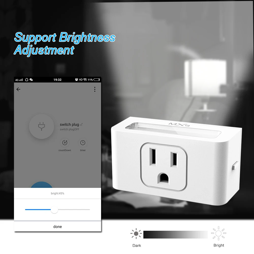 Умная розетка Wi Fi со светодиодной подсветкой Функция синхронизации функция
