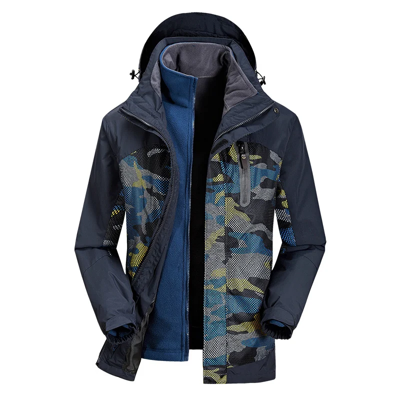 

Men's windbreaker camouflage fleece liner detachable windproof waterproof jacket men outdoor camping skiing sport parkas