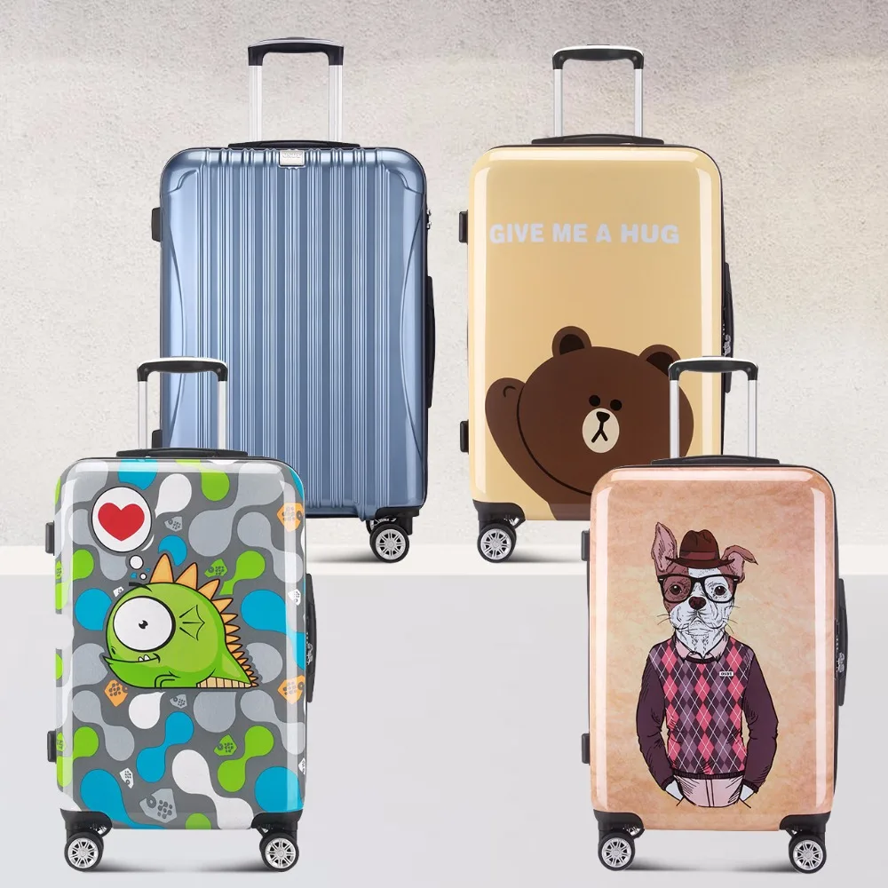 Cute Bear Cartoon Print Trolley Case Female 20 inch student spinner