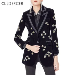High Quality Velvet Blazer Women 2019 New Fashion Luxe Crystal Design Long Sleeve Slim Office Ladys Blazers And Jackets High Quality Velvet Blazer Women 2019 New Fashion Luxe Crystal Design Long Sleeve Slim Office Ladys Blazers And Jackets