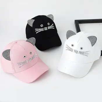 

Kids Baseball Cap For 3-8 Years Old Children Cute Cartoon Rhinestone Visor Cap Snapback Cap High Qaulity Adjustable Cap Girls