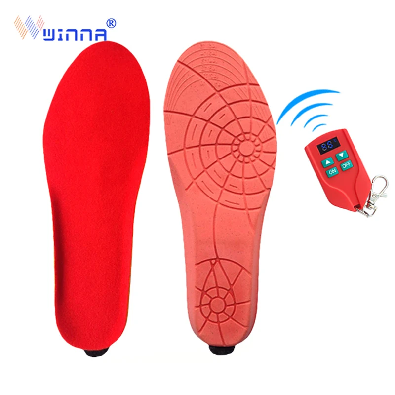 

Intelligent Electric Heated Insole Winter Shoes Boots Thermal Pad with LED Remote Control Red Memory Foam EUR Size 35-46#2000MAH