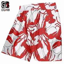 OGKB летние пляжные шорты мужские Забавный принт красный лангуст 3d пот Мужские шорты для купания человек купальные костюмы быстросохнущие Бермуды Шорты 5XL