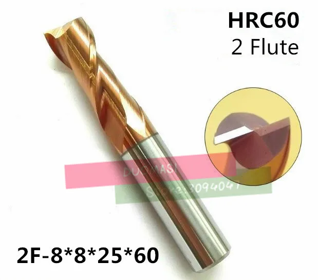 

2F-8*8*25*60 HRC60,carbide Square Flatted End Mills coating:nano TWO flute diameter 8.0mm, The Lather,boring Bar,cnc,machine