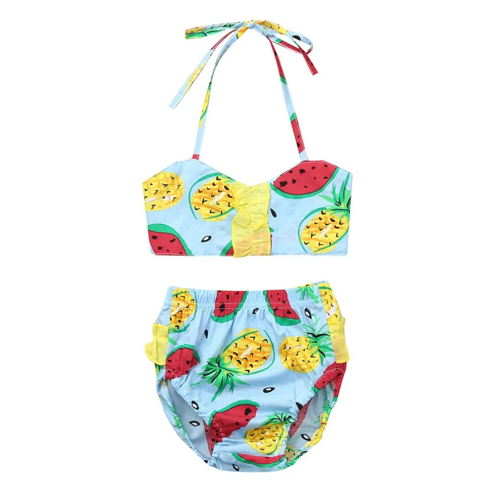 

children swimwear for girls Ployester Two piece swimsuit kids bathing suit Bikini Watermelon Print Shorts Swimwear Sets k0307