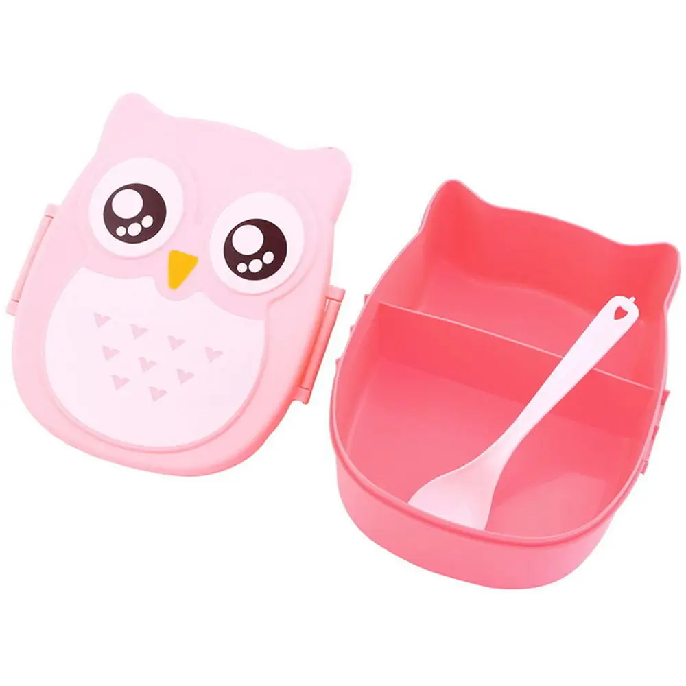 Микроволновая печь контейнер для бэнто с отделениями случае столовая посуда порционная коробка Bento для хранения еды коробка для хранения для детей Kawaii Сова школьная коробка для обеда - Цвет: Pink