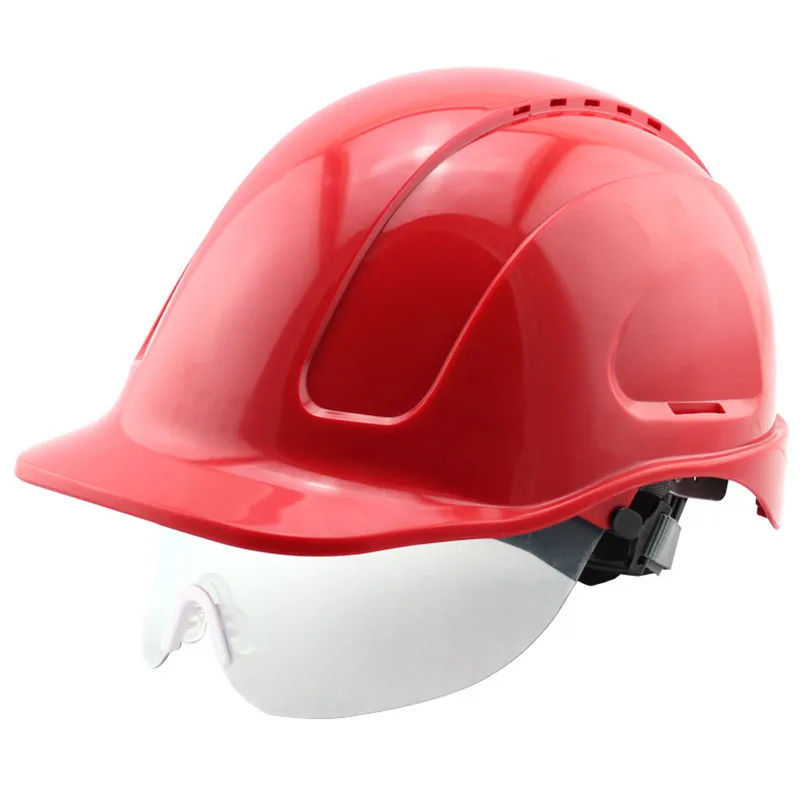 

PC Glasses Safety Helmet With Protective ABS Construction Helmets Work Cap Engineering Power Rescue Working Helmet logo free