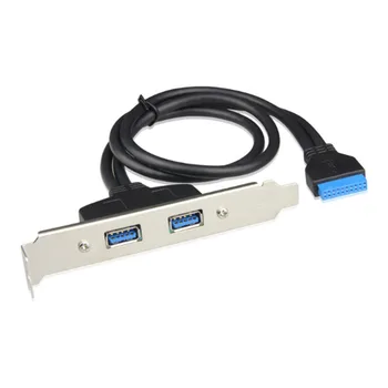 

50cm Dual Port PCI Bracket Panel USB Cable 3.0 to Motherboard Mainboard 20 Pin Header Adapter Rear 20-Pins to 2 X USB A Female