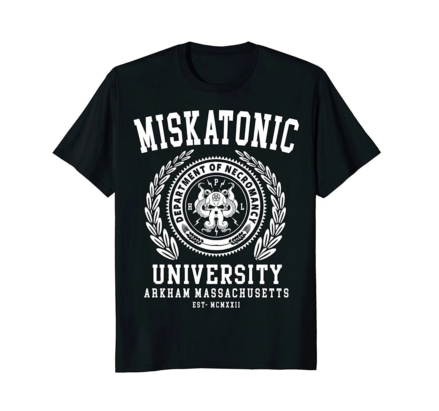 MISKATONIC Университет О-образным вырезом Модная рубашка Ктулху MNE футболка Лавкрафт |