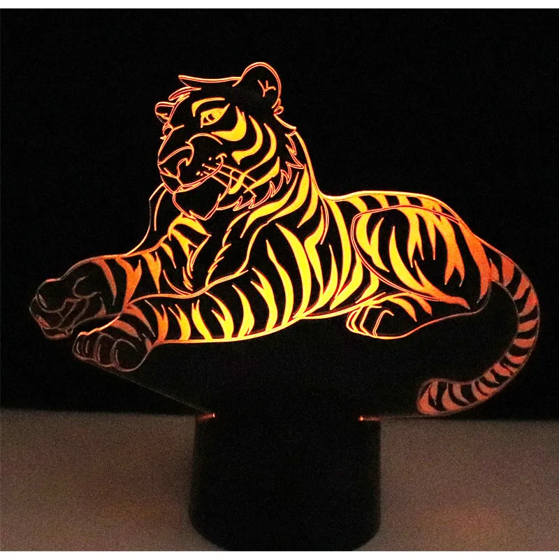 3D светодиодный ночник s Tiger с 7 цветами светильник для украшения дома потрясающая