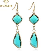 XIYANIKE New Women Trendy Classic Luxury Geometry Crystal Statement Drop Earrings for Women Wedding Jewelry Accessories E1460
