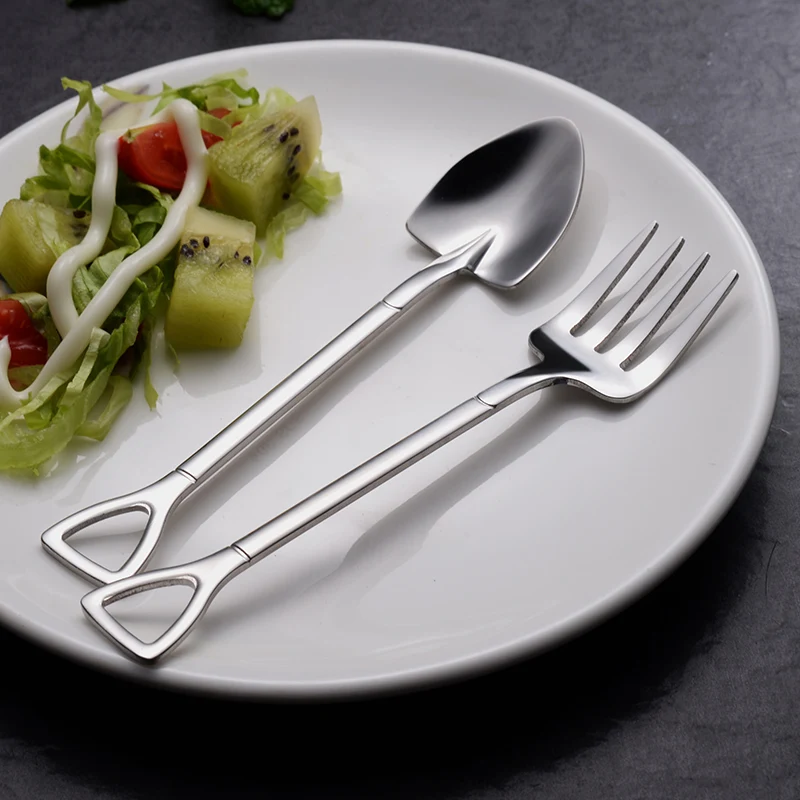 

Creative Dessert Spoon 304 Stainless Steel Coffee Spoon Tableware Mixing Spoon Cutlery Fruit Fork Ice Cream Shovel
