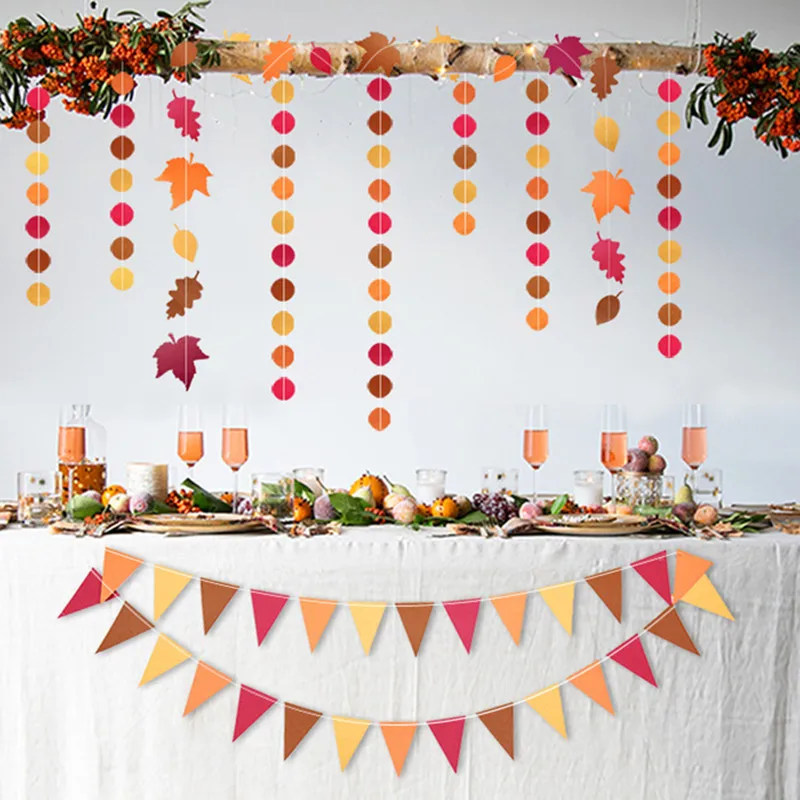 

Leaves Flags Hanging Garlands Banner Baby Shower Birthday Party Decorations Rustic Wedding Decor Thanksgiving Christmas Supplies