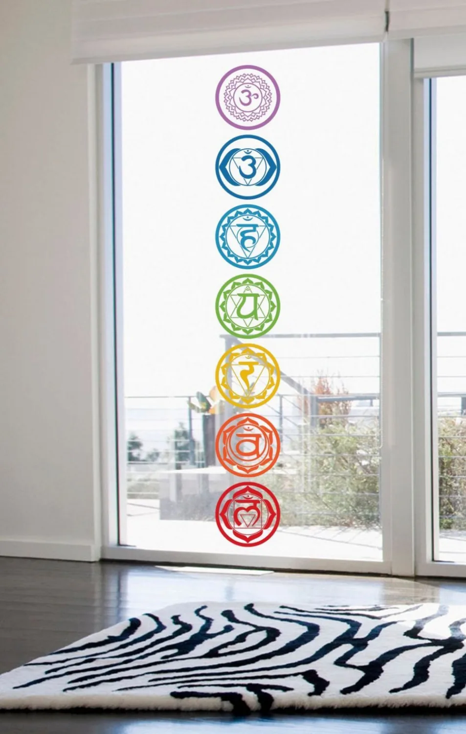 7pcs/set Chakras Vinyl Wall Stickers Mandala Yoga Om Meditation Symbol