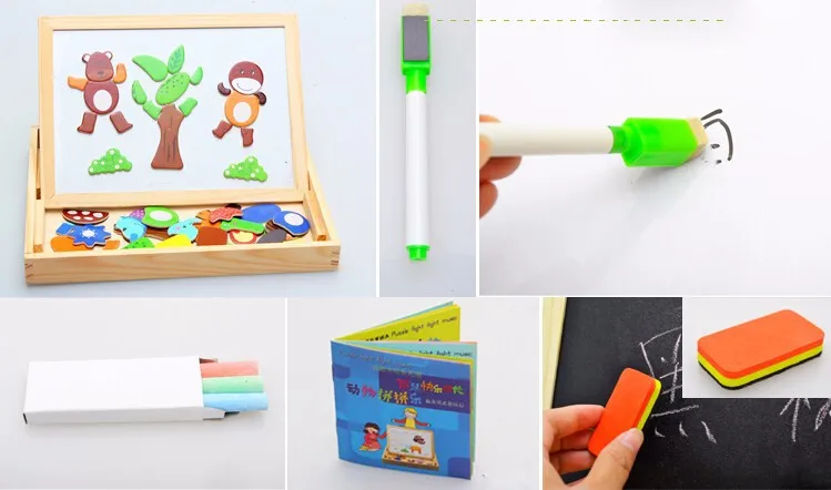 DIY Обучающий набор Животные Магнитные 3D головоломки Рисование инструменты 90 шт красочные наклейки мел доска игрушки для детского творчества