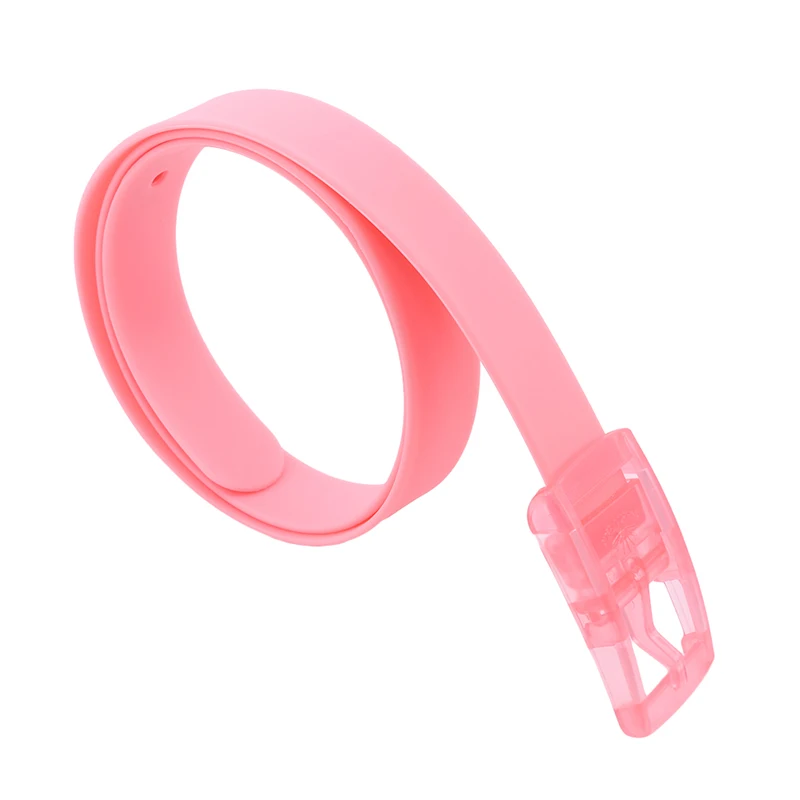 Корейский стиль экологичный пластиковый ремень унисекс силиконовая резина гладкая пряжка для ремня для женщин мужчин унисекс конфеты 5 цветов - Цвет: pink