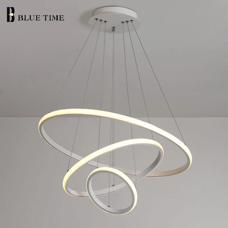 

Modern LED Chandelier Luminaries 20 40 60 80cm Circle Rings Led Chandelier Lighting For Dining Room Living room Kitchen Bedroom