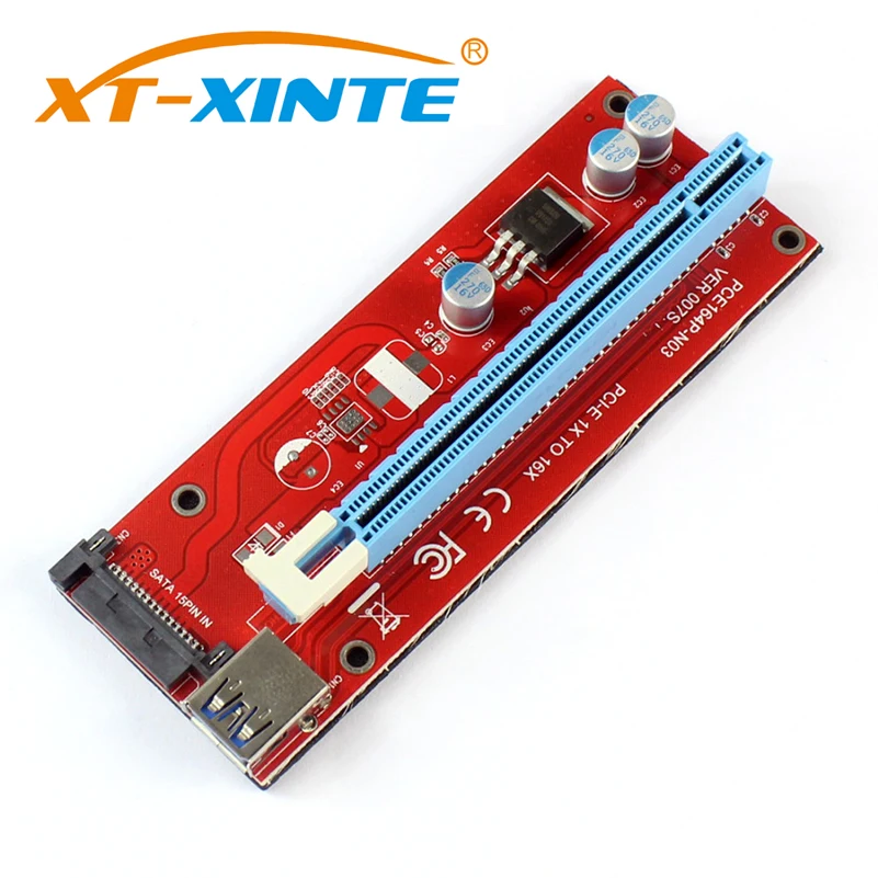PCIE 1X to 16X Graphics Extension Cord SATA Power Supply Adapter Card for ETH Bitcoin Mining Device