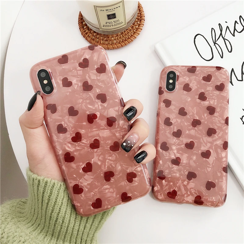 

Gimfun Love Heart Shell Phone Case for Iphone Xs Max Xr Glitter Shining Tpu Case for Iphone 11 Pro Max 7 8 6s Plus X Coque Cover