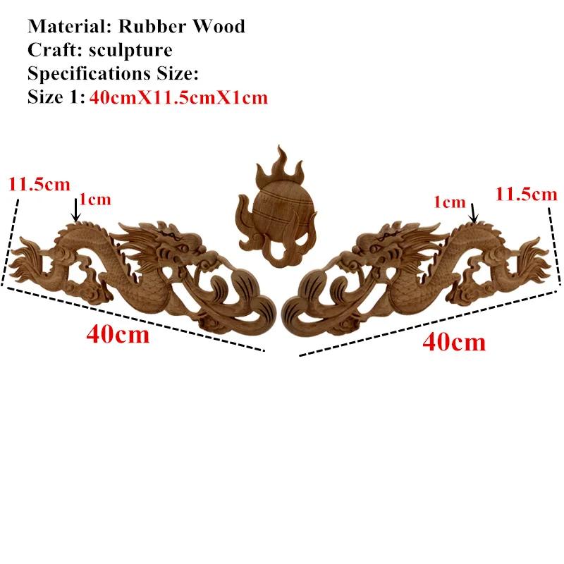 Китайский дракон винтажная Неокрашенная древесина карведл угловая аппликация, рама для дома Настенная дверь шкафа декоративные деревянные миниатюрные ремесла - Цвет: 40cm