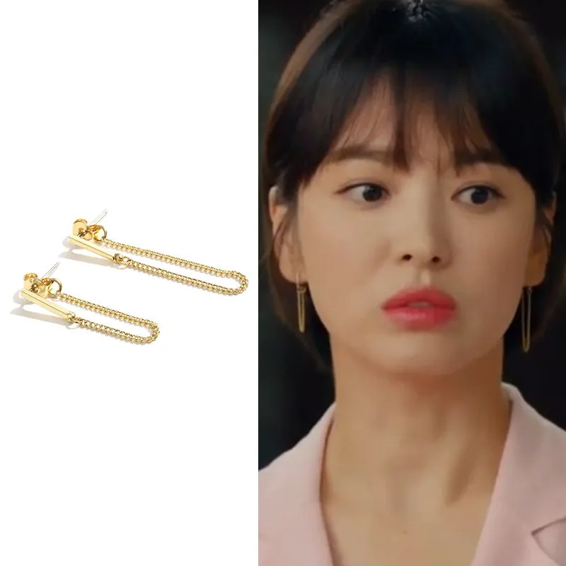 asymmetric chain earring 100% 925 Sterling silver Jewelry fashion Hypoallergenic dangle earrings women gift