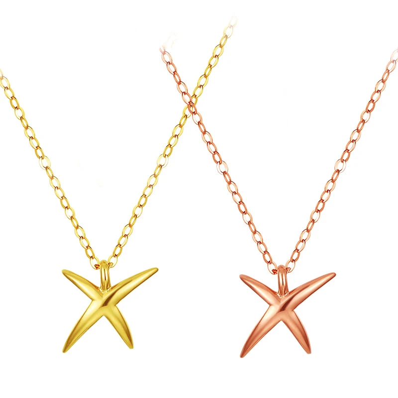 

Solid AU750 Rose Gold Necklace Pendant Lady's Fashion Star Necklace Pendant