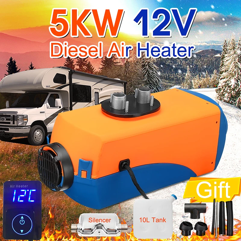 

12V 5000W Air diesels Fuel Heater Single Hole 5KW For Boats Bus Car Heater With Wire Digital Knob Switch and Silencer For free