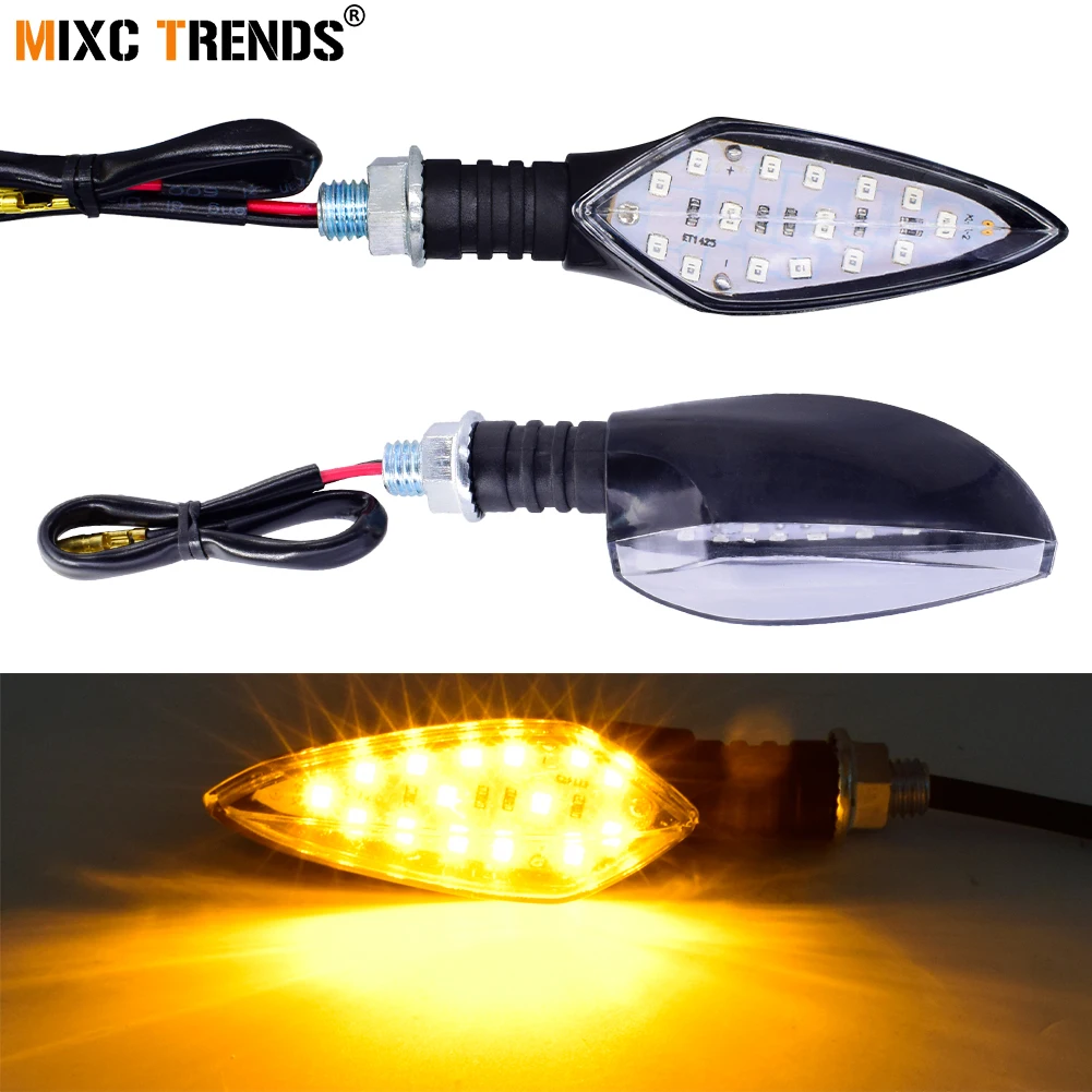 

1Pair 15 LED Turn Signal Motorcycle Light 12V Motorbike Turn Signals Indicator Flexible Amber Tail Light Lamp