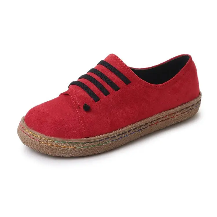 Женская обувь; Новая Осенняя замшевая женская повседневная обувь на плоской подошве; нескользящая износостойкая дышащая женская обувь в горошек; Размеры 35-42 - Цвет: red