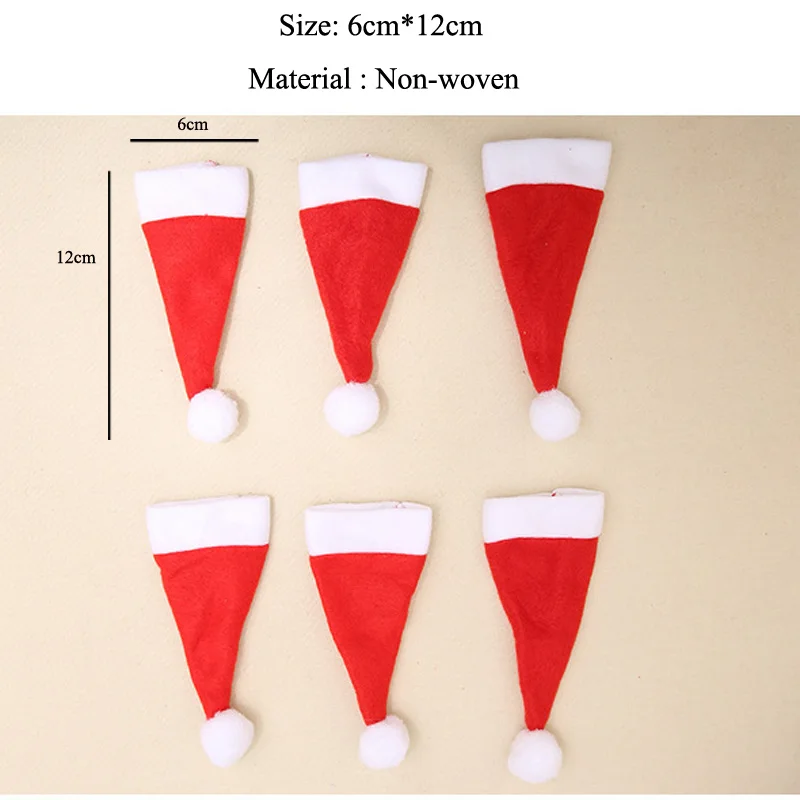 Christmas hat Gift Decorate tableware Bag Knife and fork cover home Decor portable Merry Christmas Gift cap