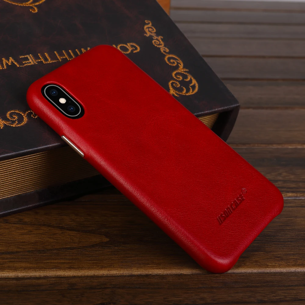 Jisoncase, чехол из натуральной кожи, чехол для iPhone X/XS, роскошный бренд, Винтажный чехол для телефона, тонкий дизайн, удобная металлическая кнопка, новинка