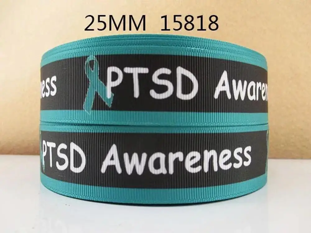 50 ярдов 1 ''(25 мм) PTSD Awarenes печатные Grosgrain ленты для подарка вечерние украшения