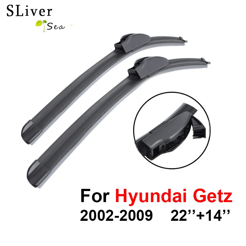 

SLIVERYSEA Wiper Blades For Hyundai Getz 2002-2009 22''+14'' High Quality Iso9001 Natural Rubber Clean Front Windshield F03