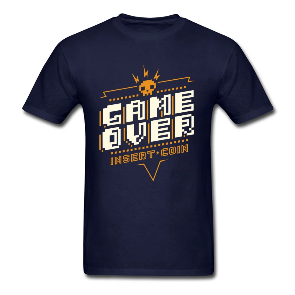 Game Over T Shirts Fitted Short Sleeve Geek 100% Cotton Fabric O-Neck Men Tops & Tees Printed T-shirts Summer Free Shipping Game Over navy