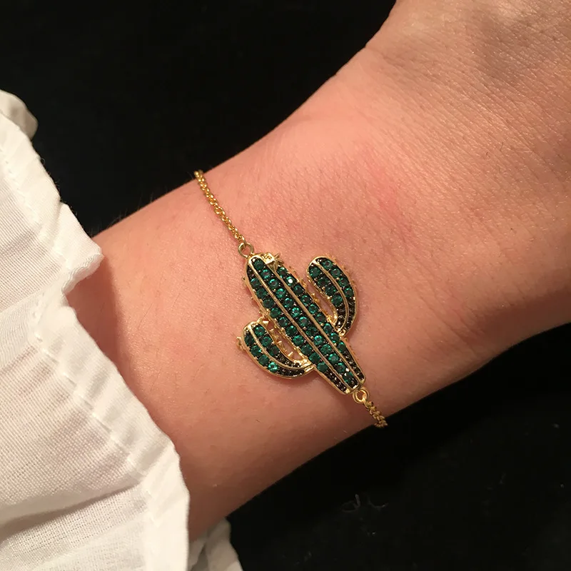 

Queen Lotus 2019 New Cactus Bracelet Fashion Luxury AAA Cubic Zirconia Exquisite Bracelets For Women Adjustable Chain