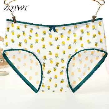 

ZQTWT 2018 Summer Women Panties Cotton Girl Briefs Ladies Underwear Pineapple Print Sexy Lingirie Female Underpants J3NK076