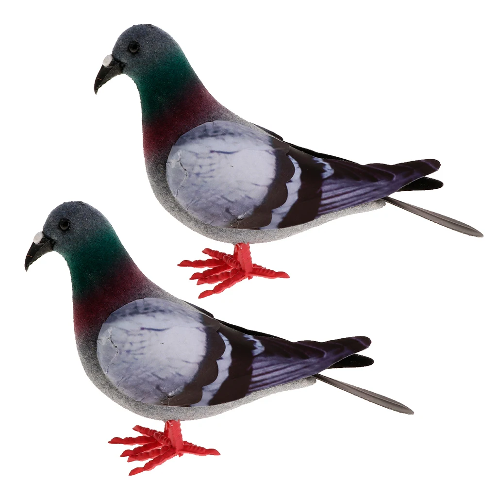2pcs Artificial Doves Statue Simulation Ornament Feathered Foam Fake Birds Home Decor Garden Yard Lawn Ornament