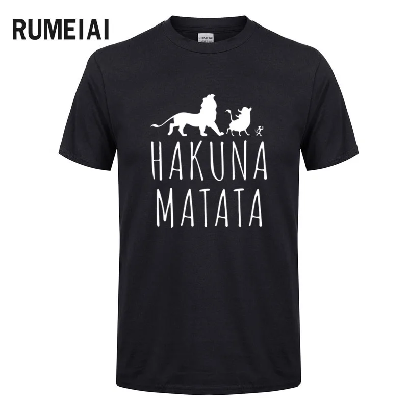 

HAKUNA MATATA Men T Shirt 2019 Summer 100% Cotton High Quality Men T Shirt Slim Fit Casual Anime T-Shirt The Lion King Tops Tees