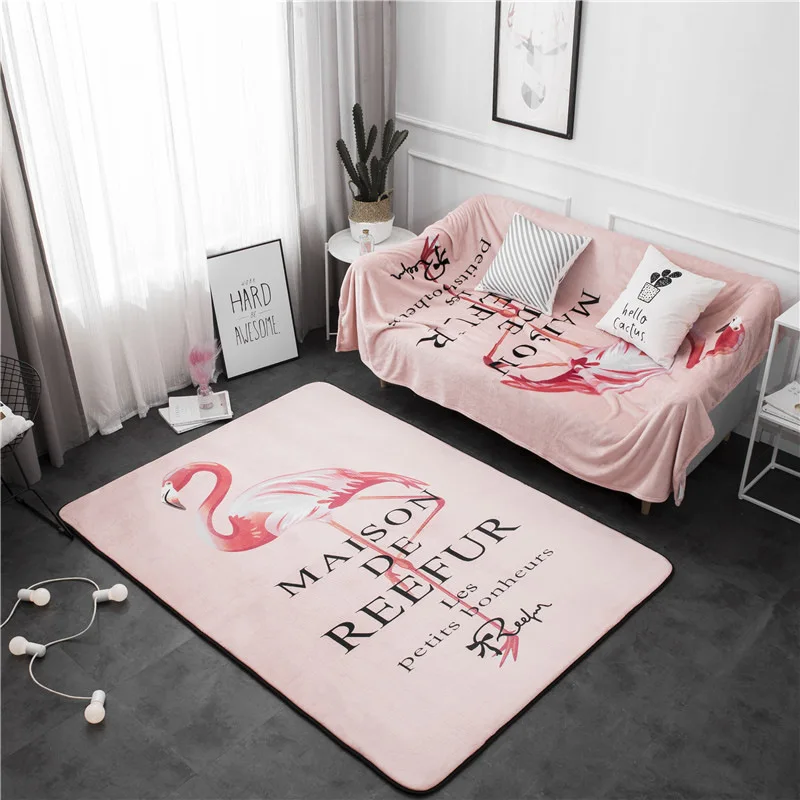 Розовый фламинго отскок ковер напольный коврик фланелевый бархат большой пол для гостиной дети ползают игровые коврики настольные ковры