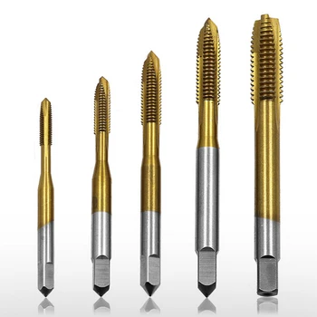 

Titanium Coated Thread Tap Drill Metric Hss Spiral Fluted Machine Screw Tap M3 M4 M5 M6 M8 Spiral Pointed Taps