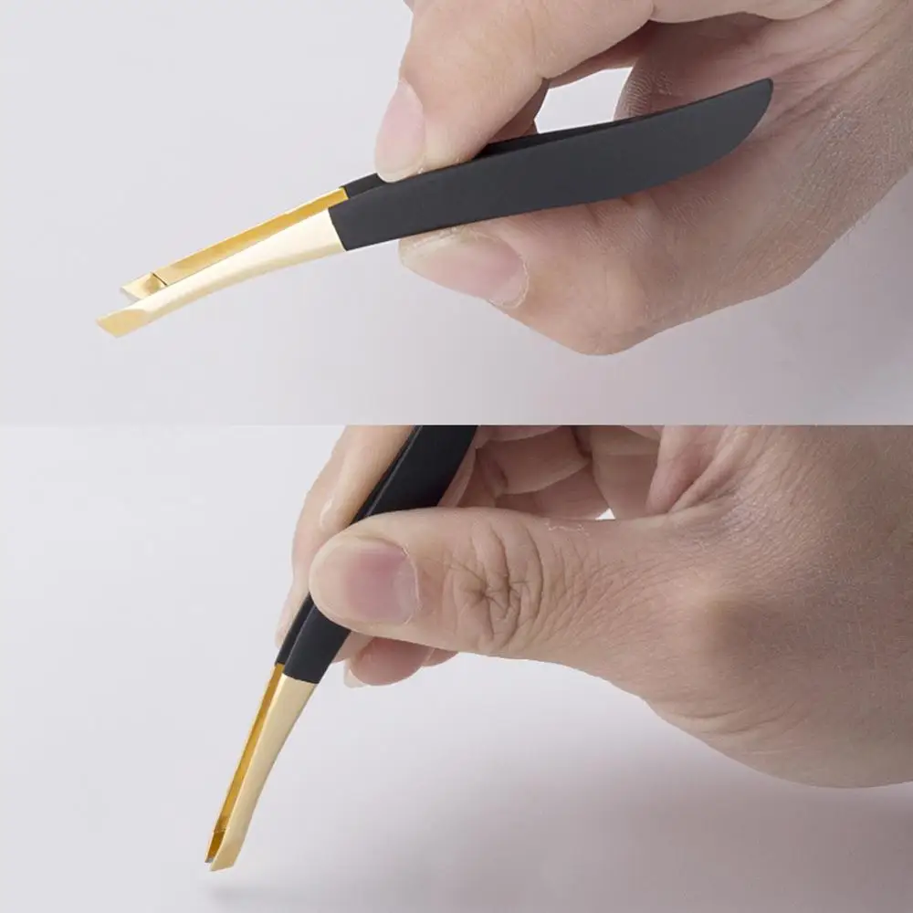 Eyebrow Tweezer Slanted Stainless Steel Tweezer Trimmer Eyelash Clip Hair Removal Makeup Tool precision tweezers tweezer tool pimples blackhead tweezers blackhead clip tweezers cosmetic tool