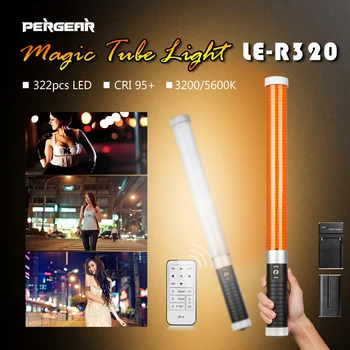 

Update with Battery & Remote Pergear 322Pcs Led Vedio Tube Light Dimmable Bi-color 3200K/5600K CRI 95 Photo Light ICE LED Light