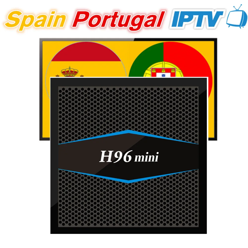

H96 mini Android 7.1 Smart TV Box with 12 Month Spain Portugal IPTV Subscription 200 Spanish 140 Portugal Eleven Sport 100 Adult