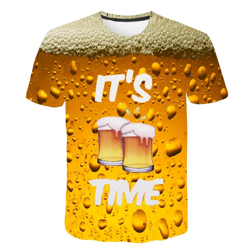

Summer 2019 men's clothing brand o-neck clock jacket beer short-sleeved 3d digital printing Hip Hop T-shirt Homme large size 5xl