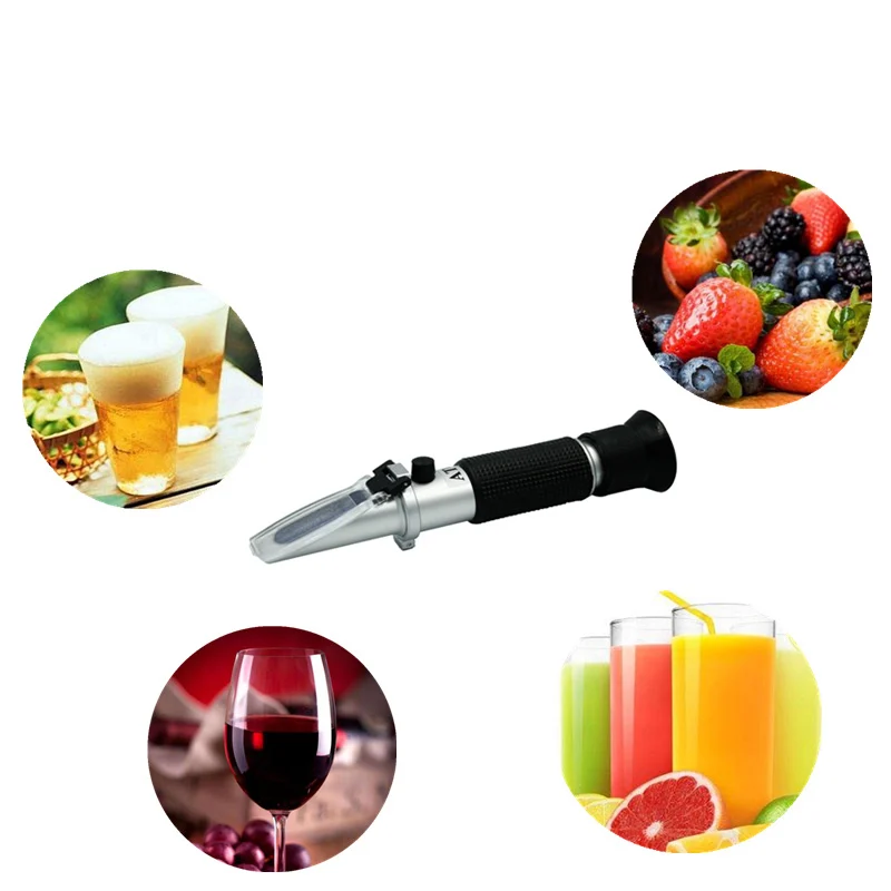 Brix Refractometer Hand held Sugar Level Test Meter Food Fruit Beverages Brix Content Homebrew Tool with ATC/Brix Range 0~32%